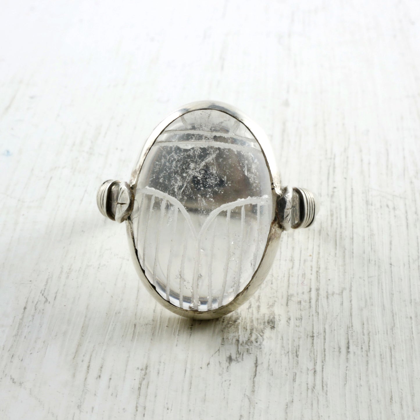 KHEPRI RING - Crystal Scarab & Sterling silver