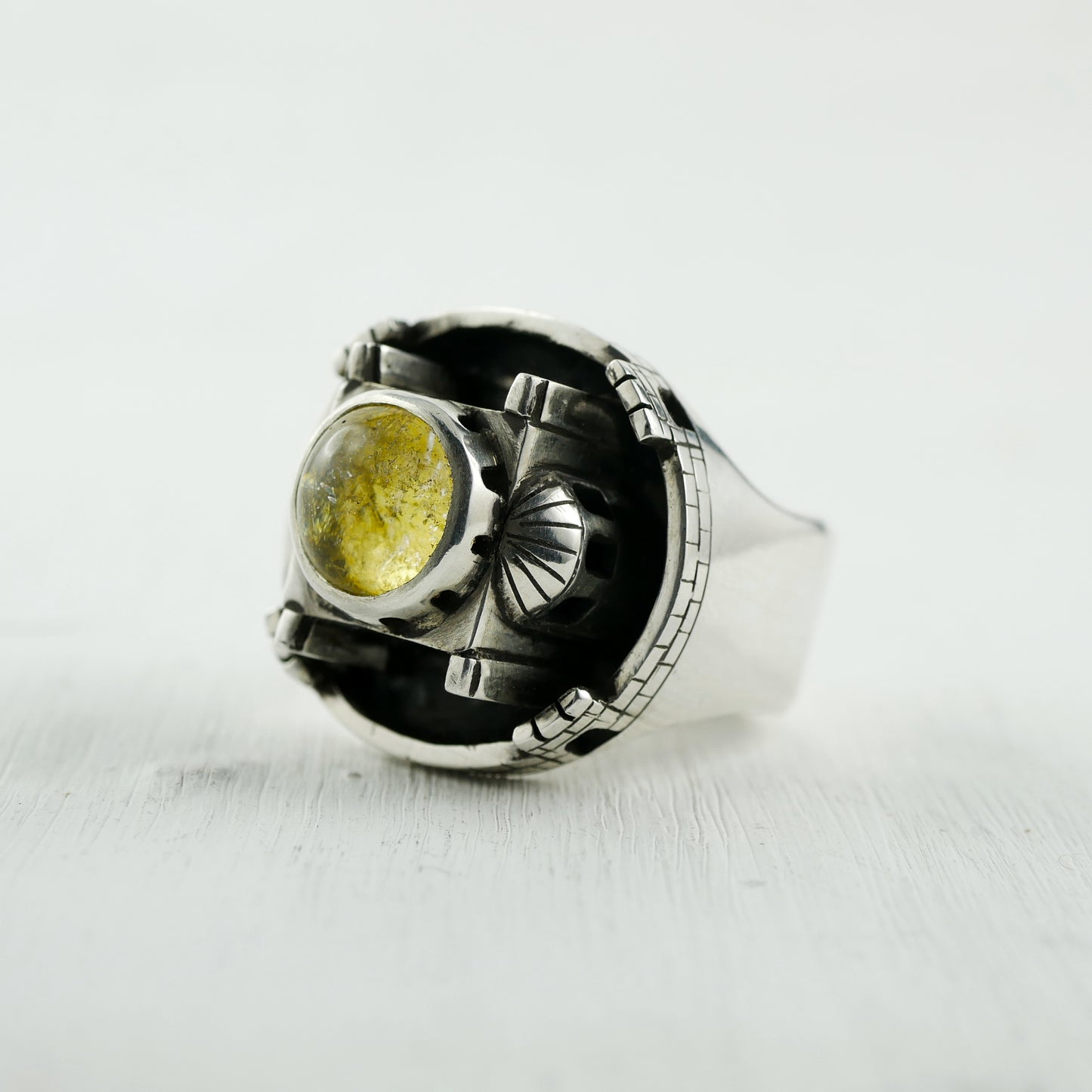 BAGUE CONSTANTINOPLE - Cristal, Argent 925 & feuille d'or