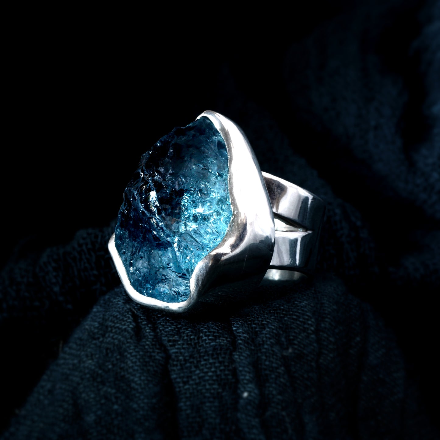 SANTORINI RING - Silver & Aquamarine