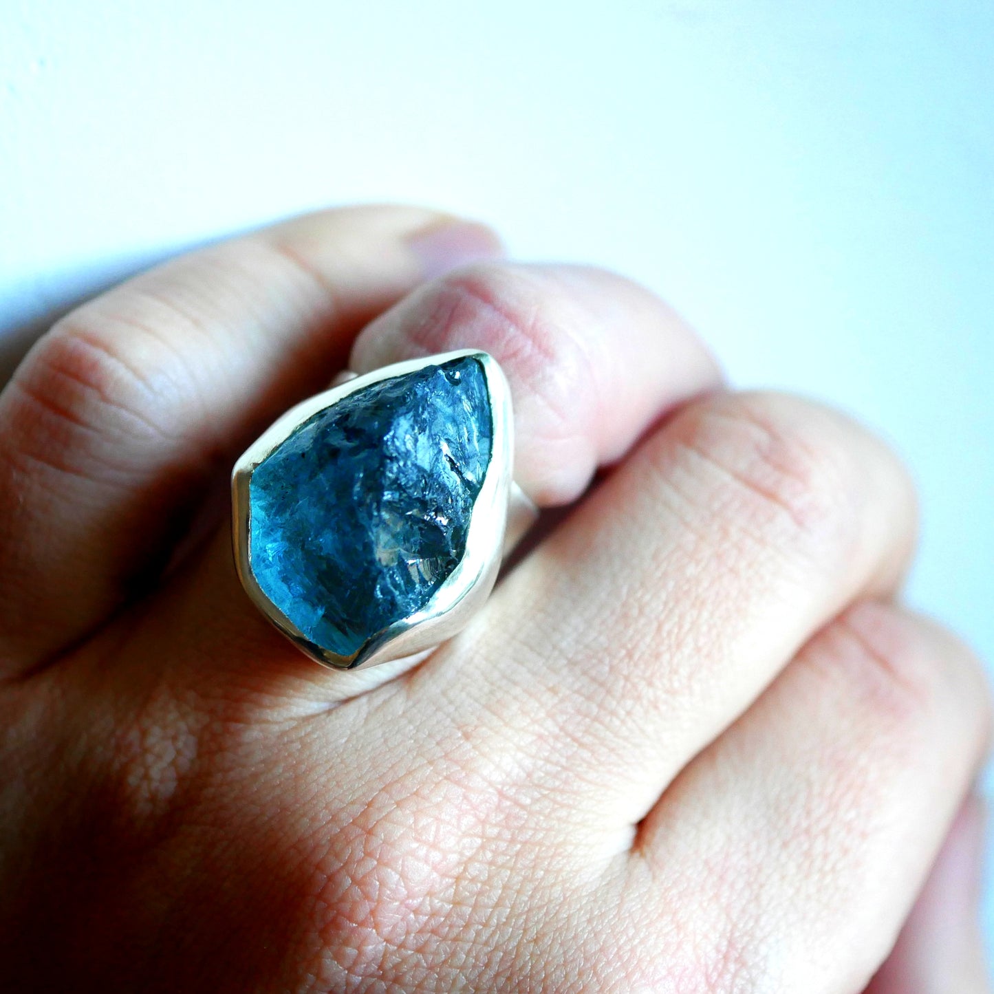 SANTORINI RING - Silver & Aquamarine