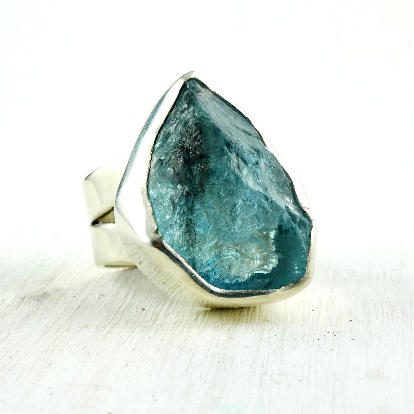 SANTORINI RING - Silver & Aquamarine