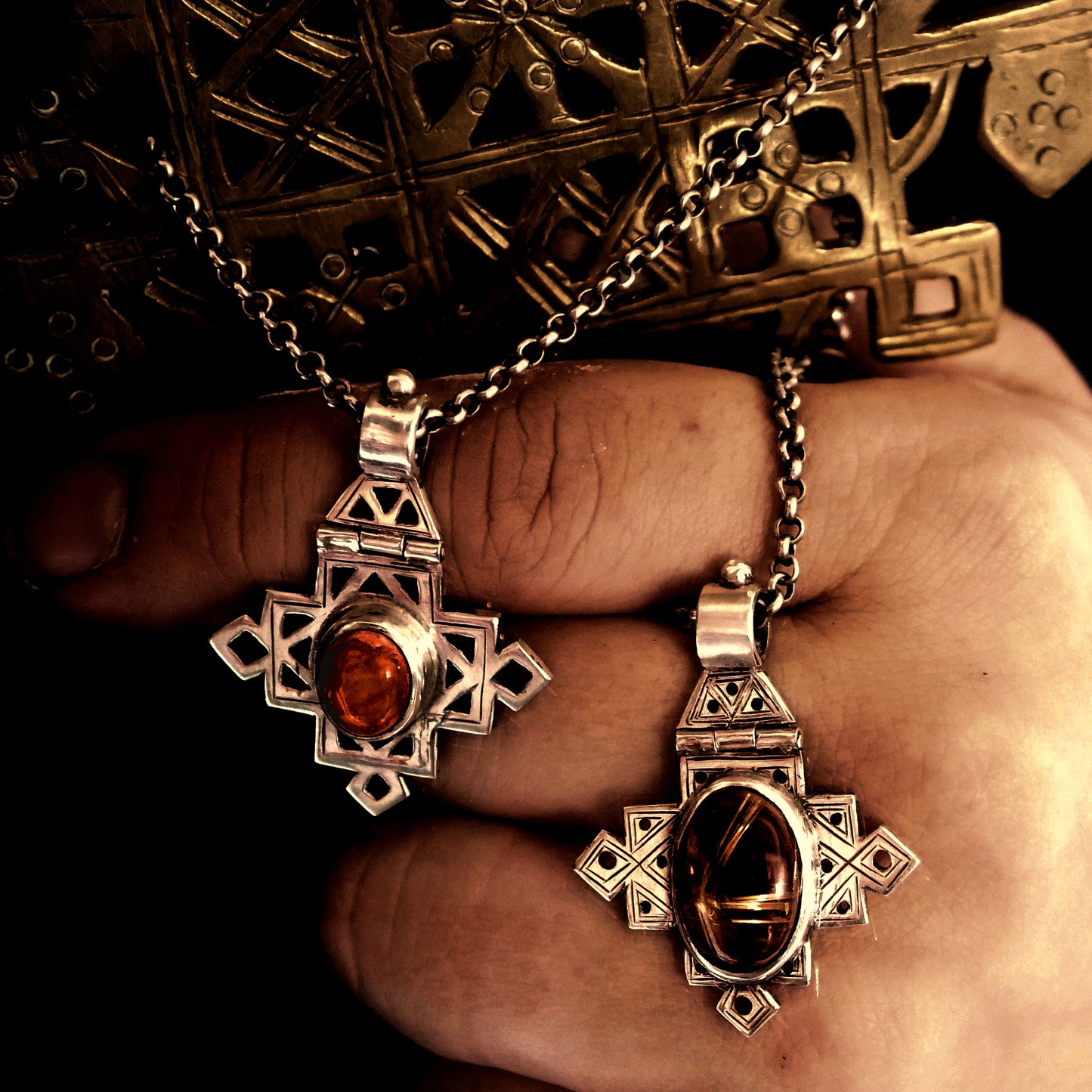 LALIBELA PENDANT - Sterling silver & Rutile quartz