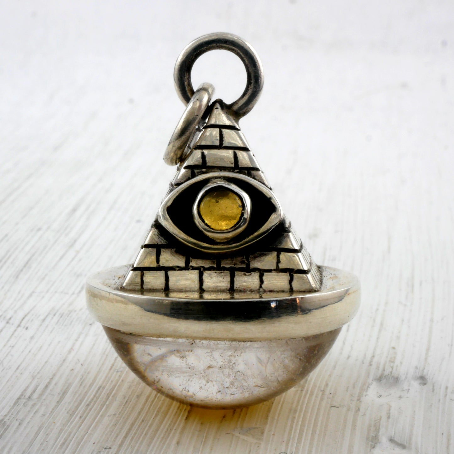 GIZEH PENDANT - Sterling silver, Crystal & Gold leaf