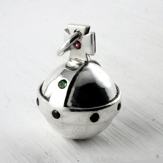 ORBI PENDANT - Sterling silver, Red Garnets & Green Tourmalines