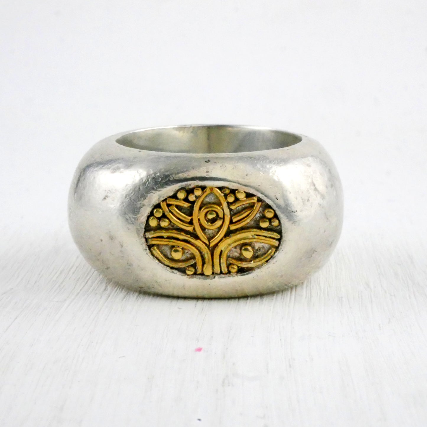 AJNA RING- Sterling silver, 18K Gold