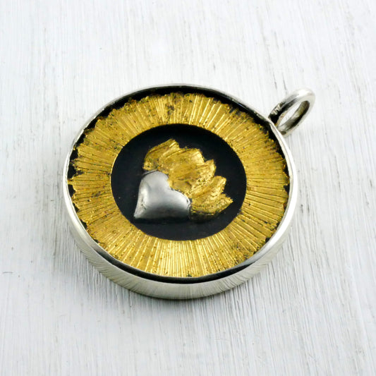 PENDENTIF EX VOTO - Argent 925, Feuille d'or & Verre