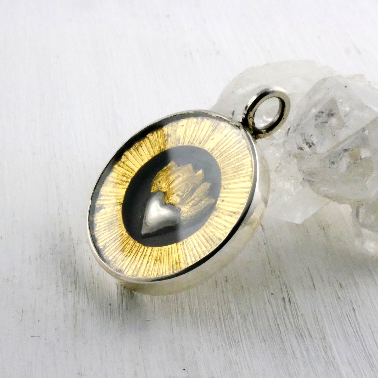 EX VOTO PENDANT - Sterling silver, Gold Foil & Glass