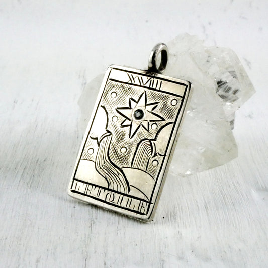 PENDENTIF TAROT : L'ETOILE - Argent 925, Tourmaline