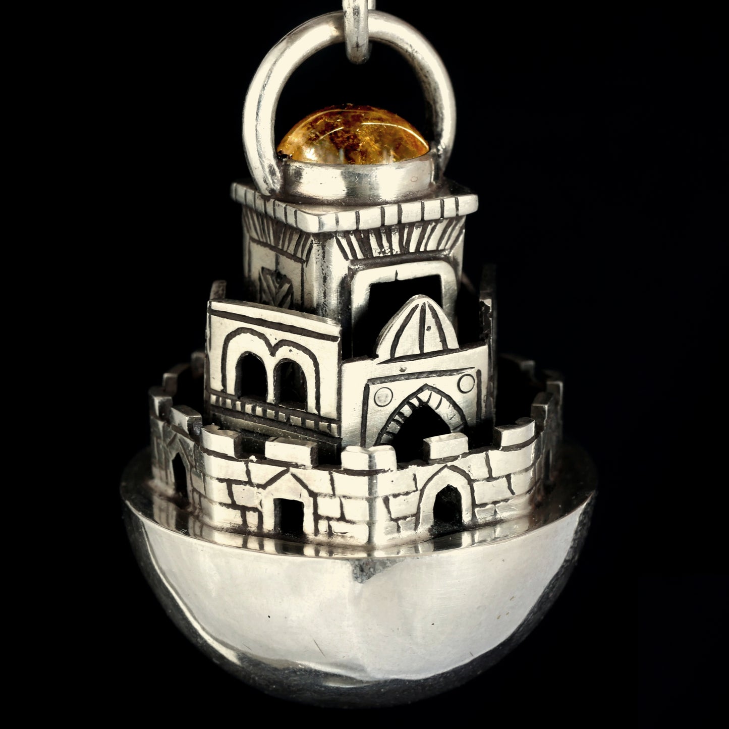 PENDENTIF JERUSALEM - Argent 925, Cristal & Feuille d'or