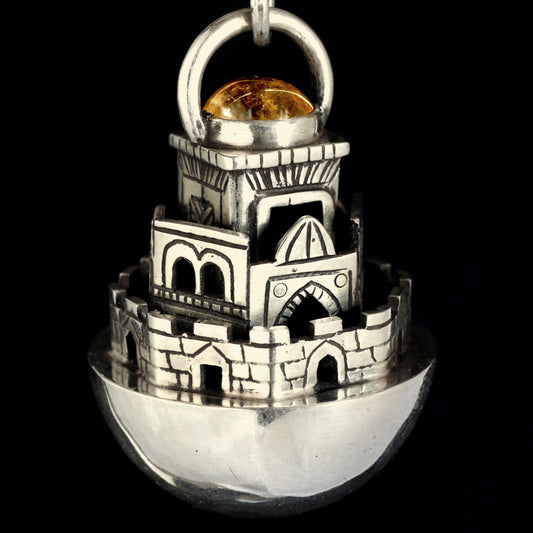 PENDENTIF JERUSALEM - Argent 925, Cristal & Feuille d'or