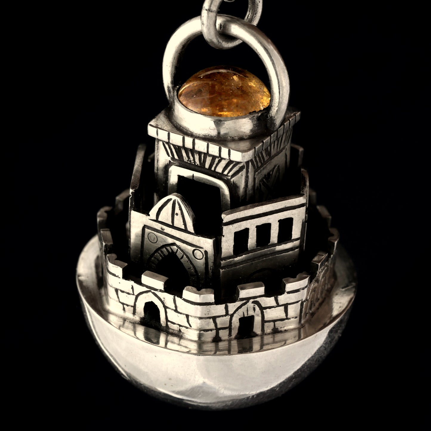 JERUSALEM PENDANT - Sterling silver, Crystal & Gold leaf