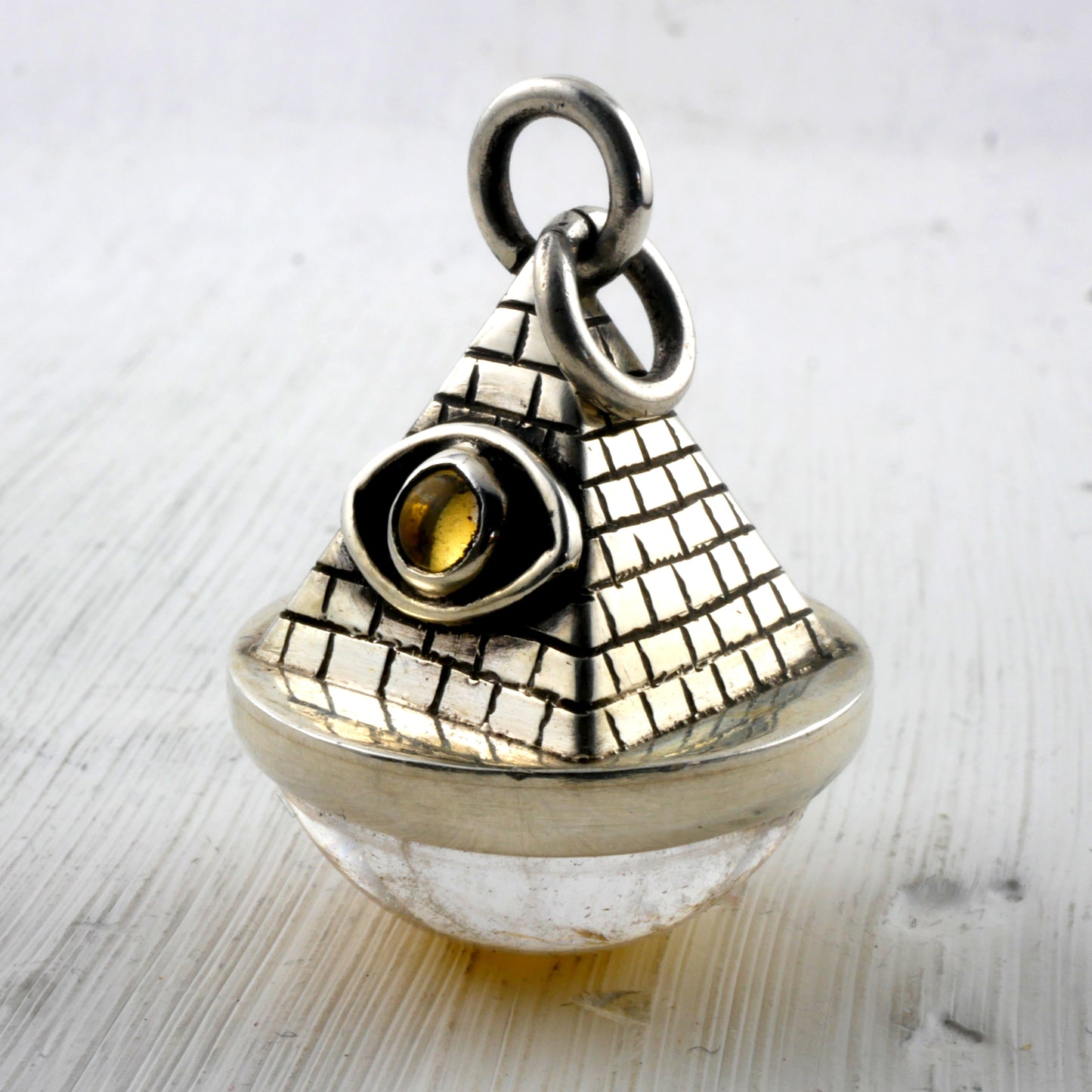 GIZEH PENDANT - Sterling silver, Crystal & Gold leaf