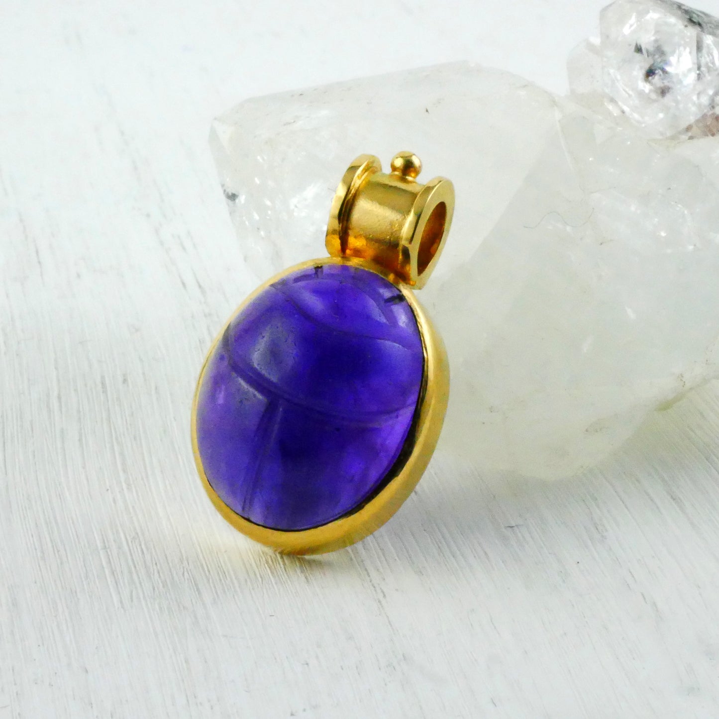 KHEPRI AMULET - Amethyst Scarab & 18K Gold Pendant