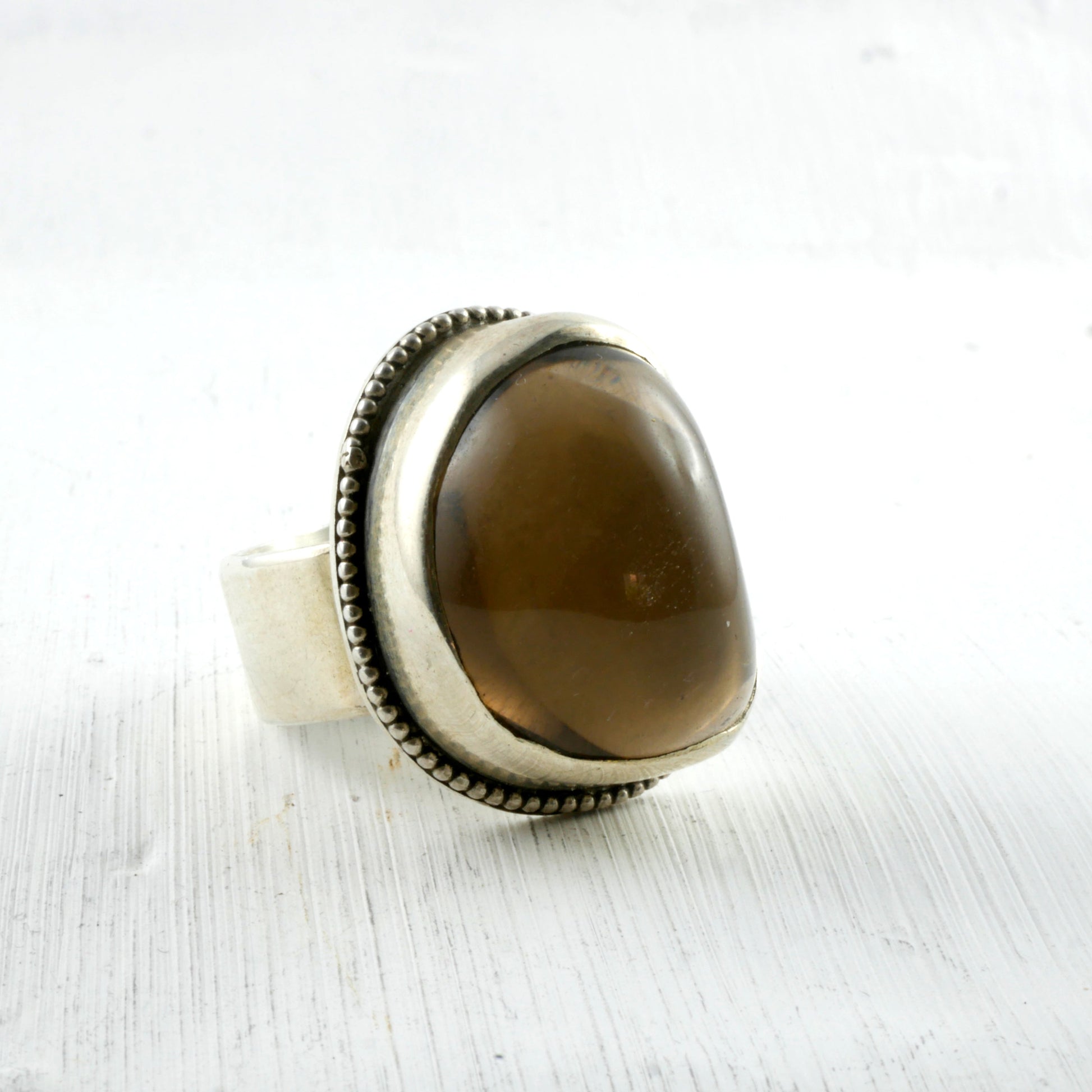 BAGUE ARAKAN - Argent & Quartz fumé Thalisman 