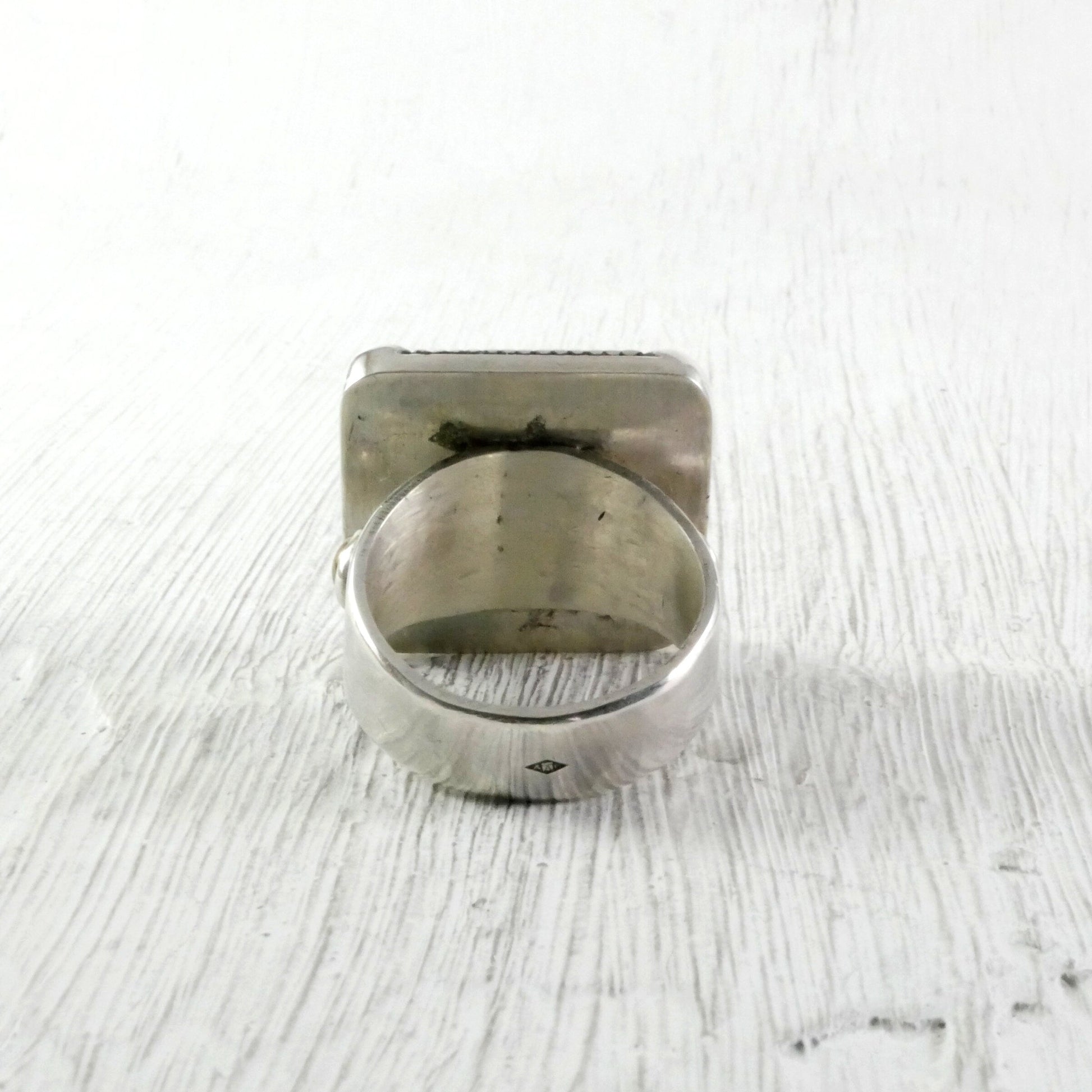 Bague carrée or argent cristal