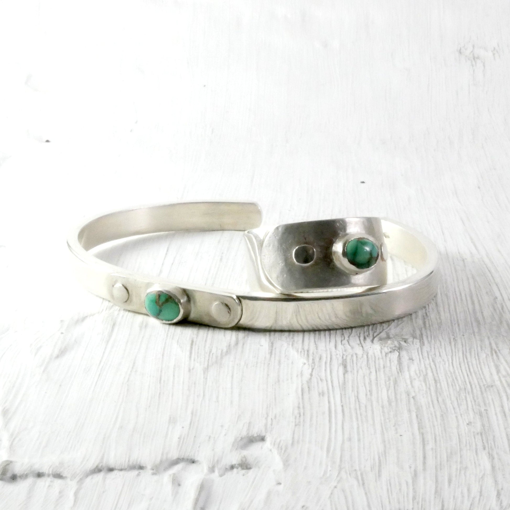 anneau et bracelet en argent et pierre turquoise