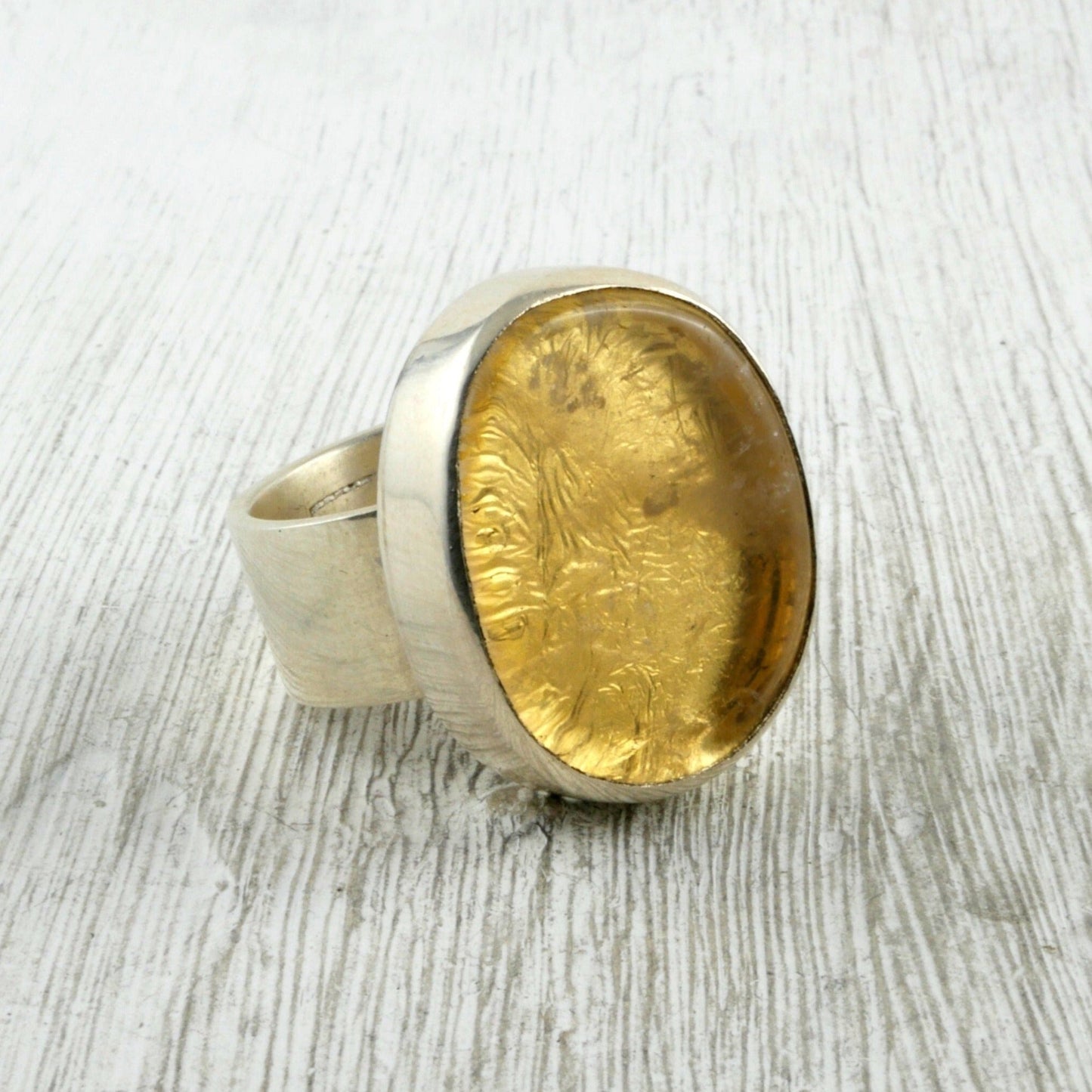 Bague argent feuille d'or