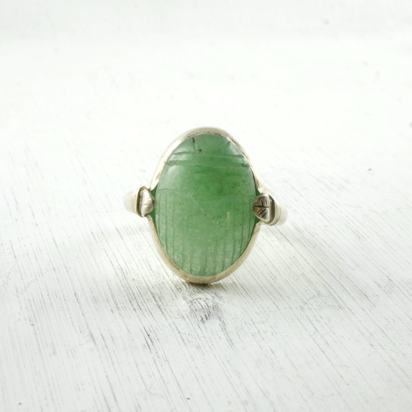 Bague Scarabée en Aventurine & Argent 925 Thalisman 