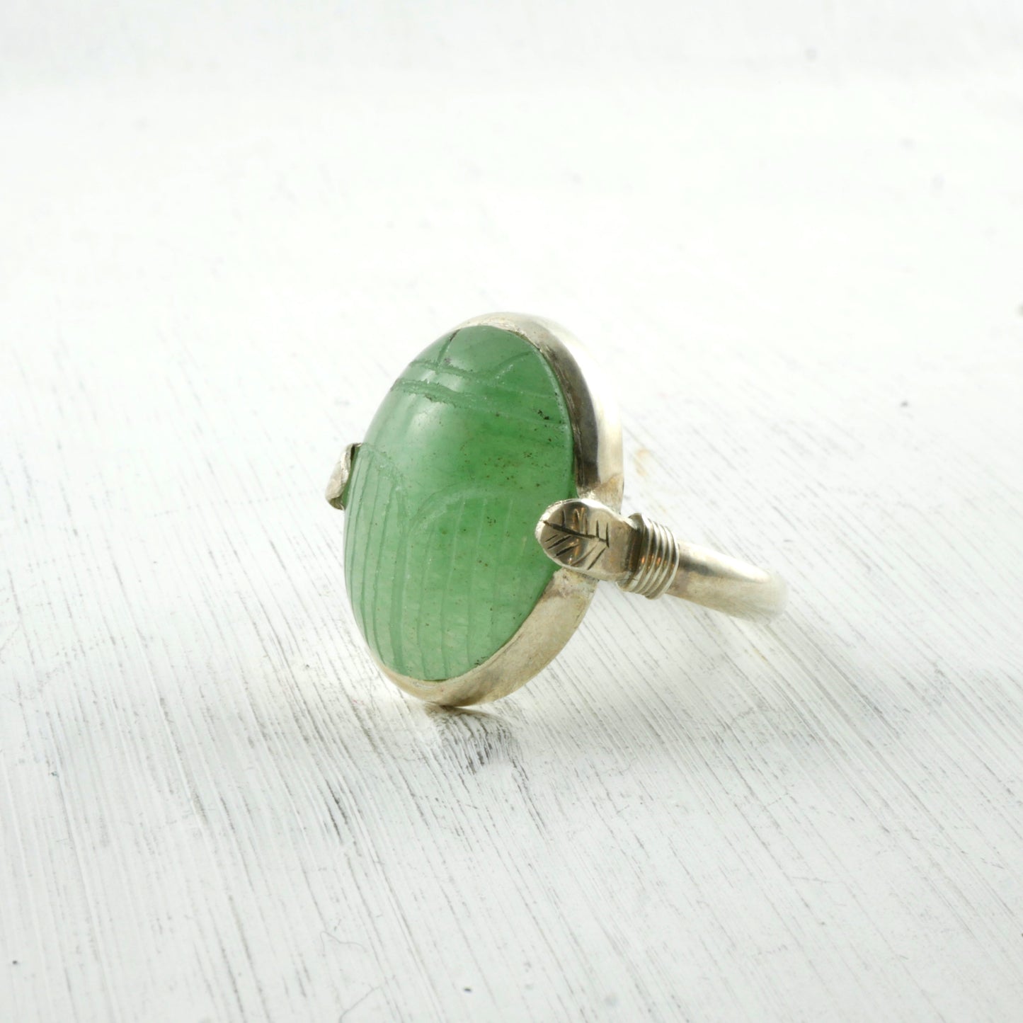 Bague Scarabée en Aventurine & Argent 925 Thalisman 