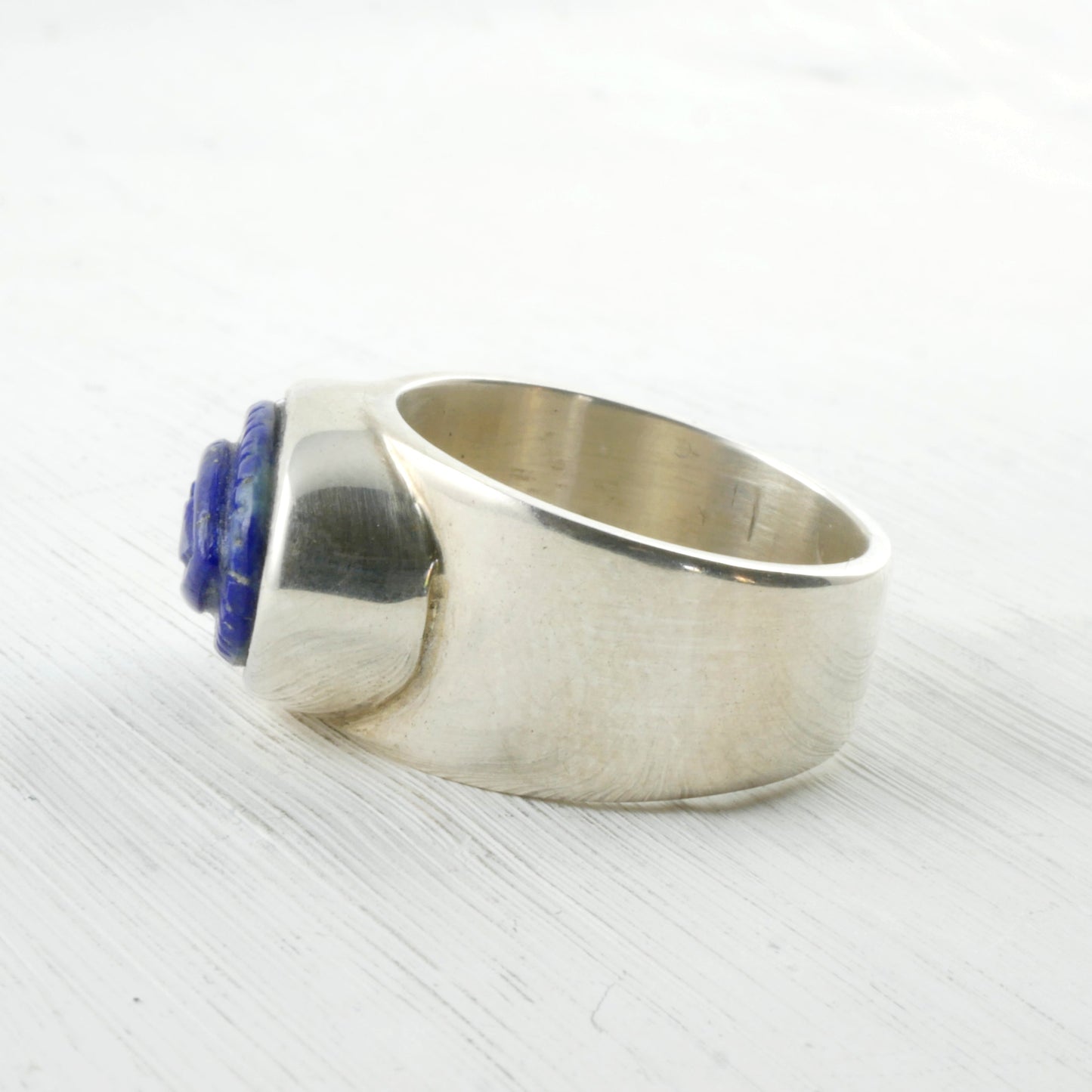 Bague mauvais œil en lapis lazuli bleue et Argent 925 coté Thalisman 