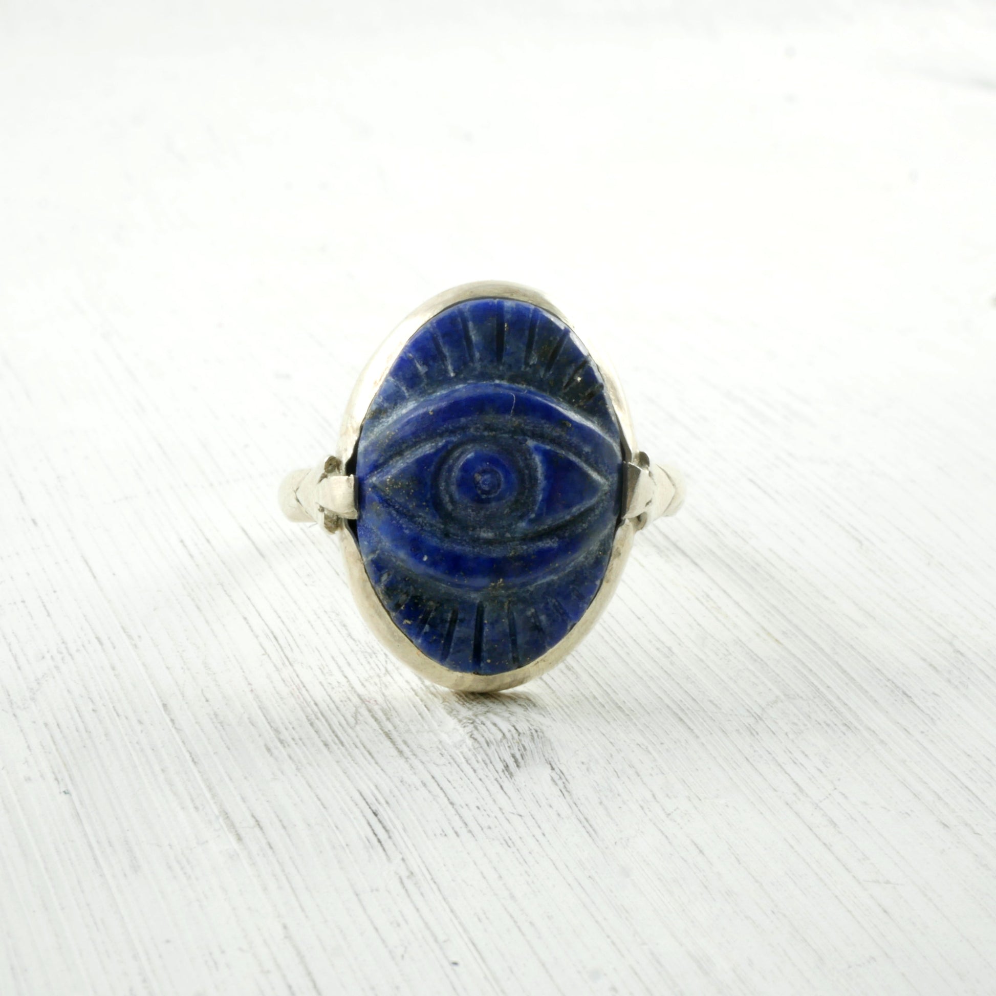 Bague mauvais œil en Lapis lazuli et Argent 925 Thalisman 