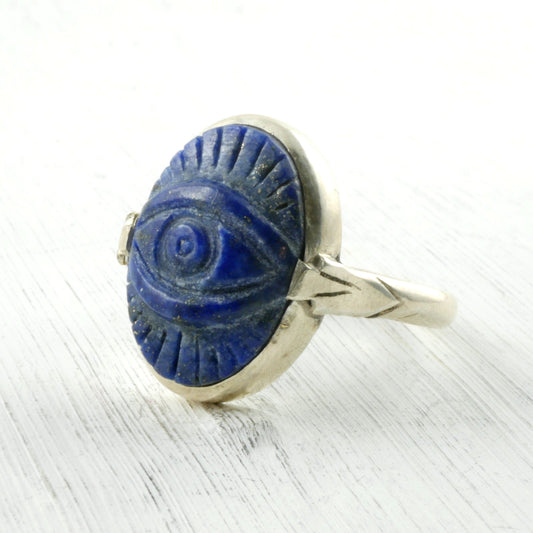 Bague mauvais œil en Lapis lazuli et Argent 925 Thalisman 