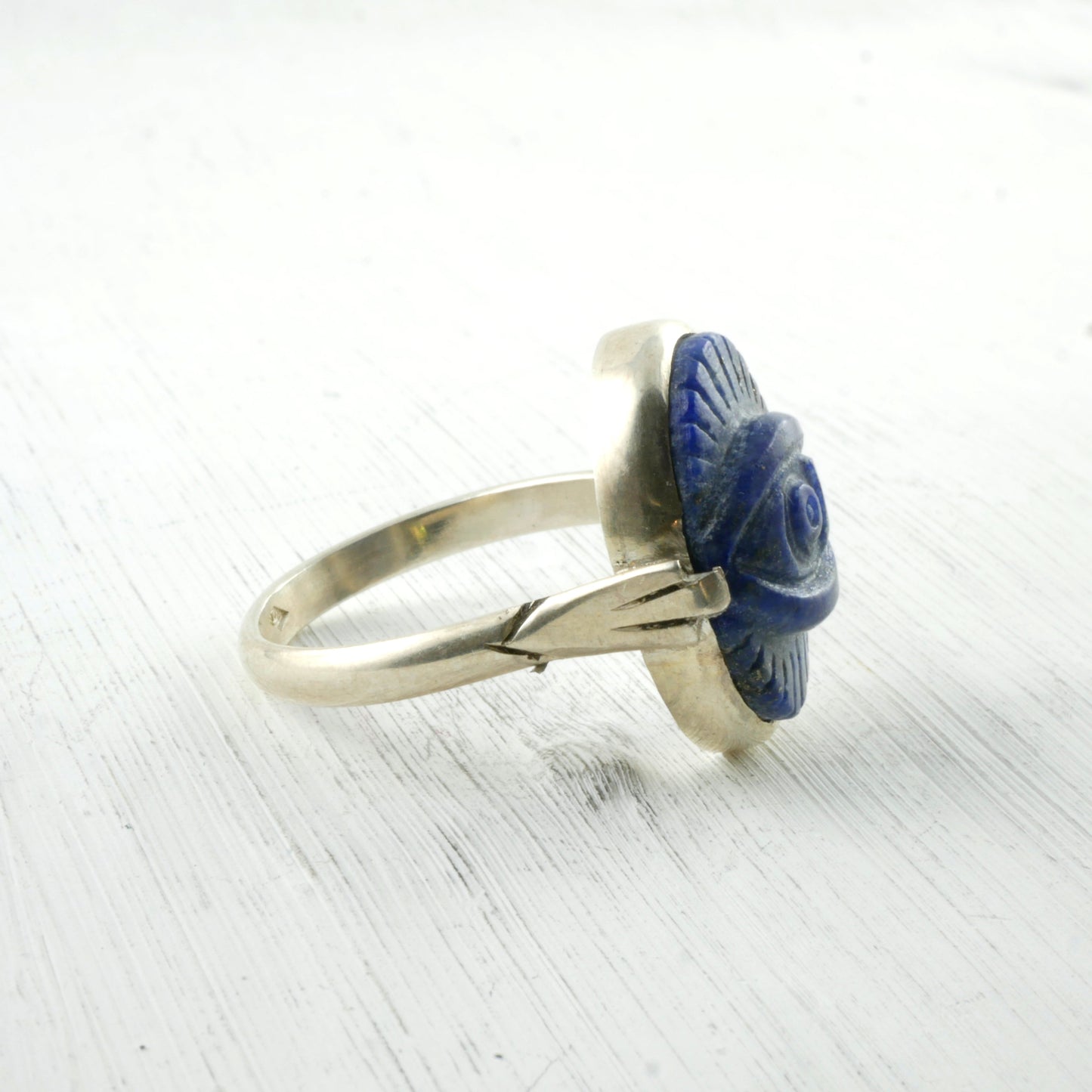 Bague mauvais œil en Lapis lazuli et Argent 925 Thalisman  coté