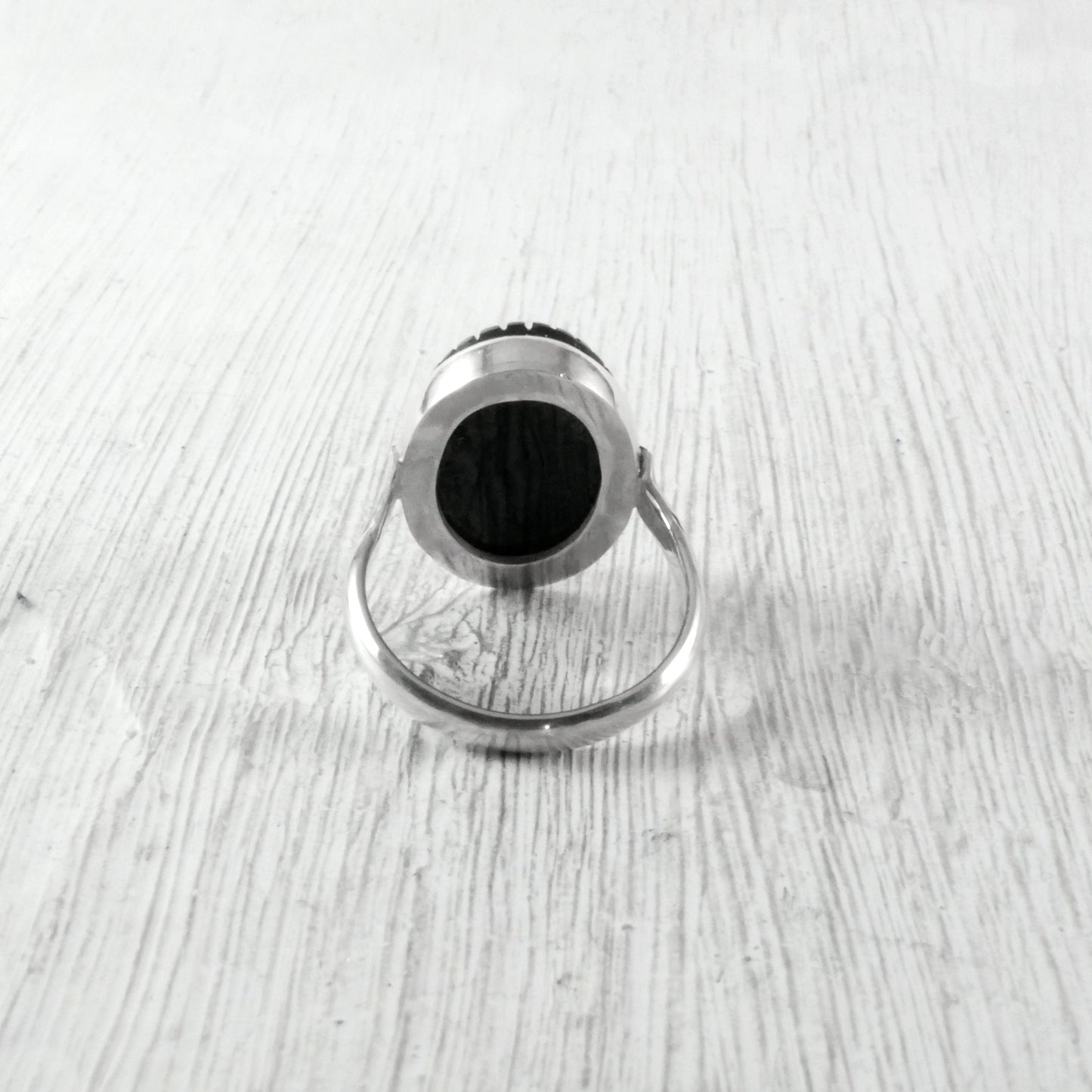 Bague mauvais œil en onyx noir et Argent 925 Thalisman arrière