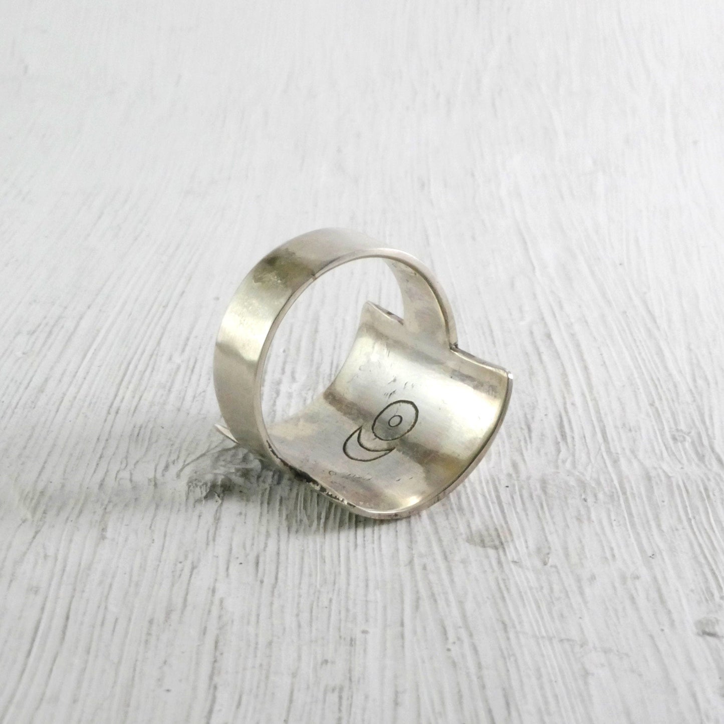 Bague carrée pépite d'or et argent