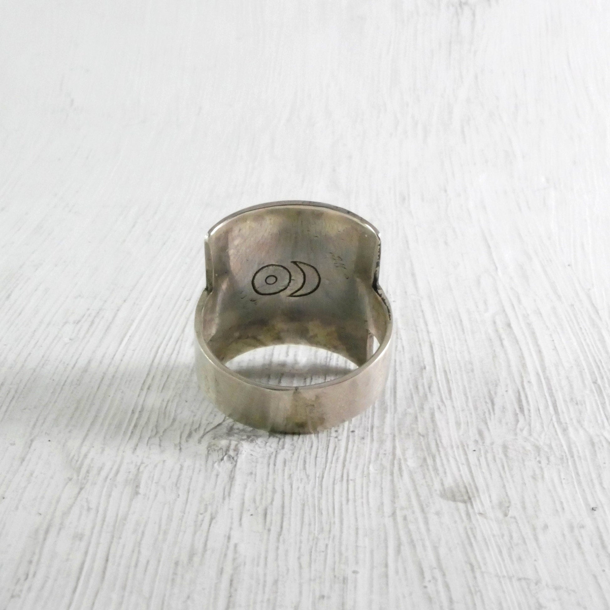 Bague carrée pépite d'or et argent