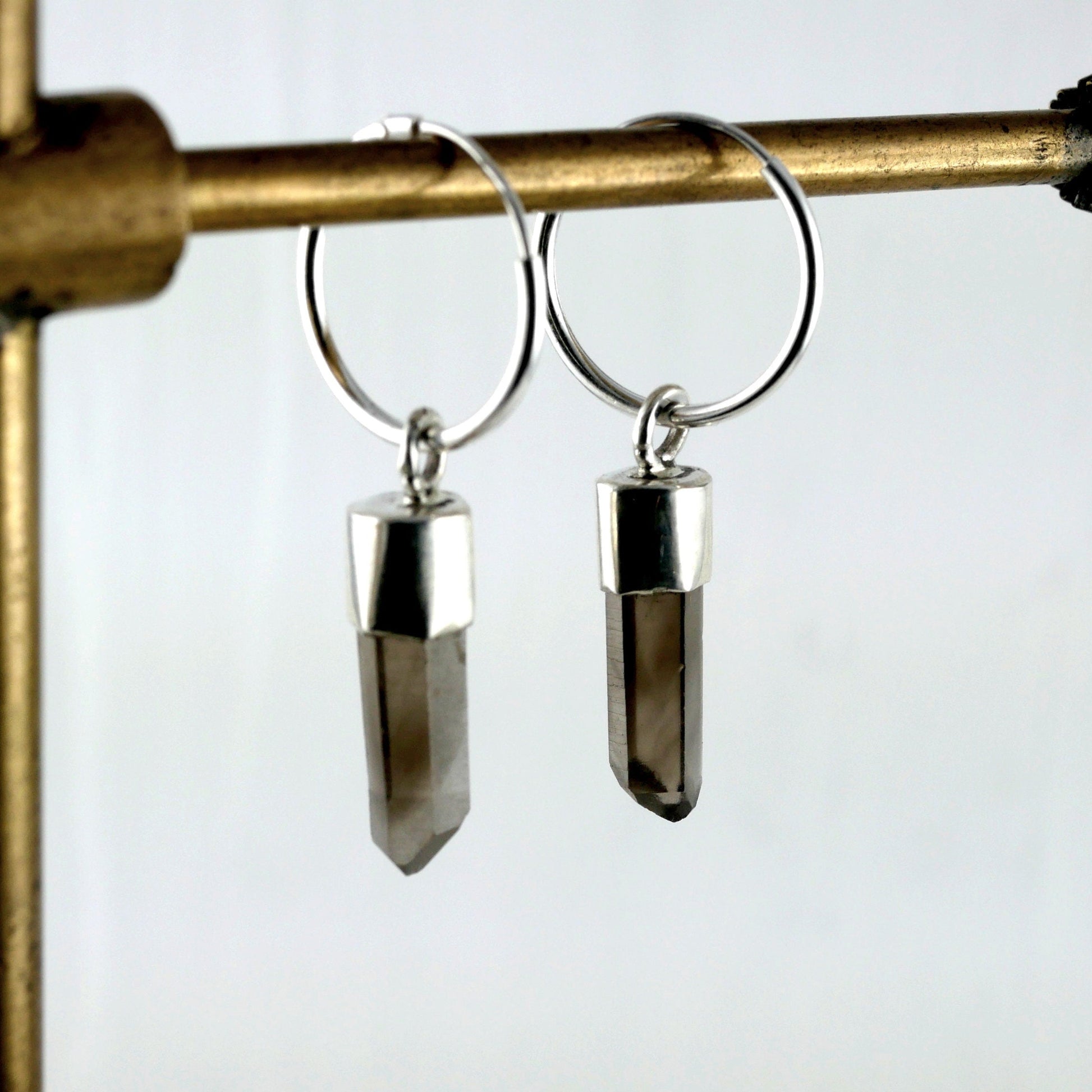 BOUCLES D'OREILLES ARAKAN - Argent 925 & Quartz fumé Thalisman 