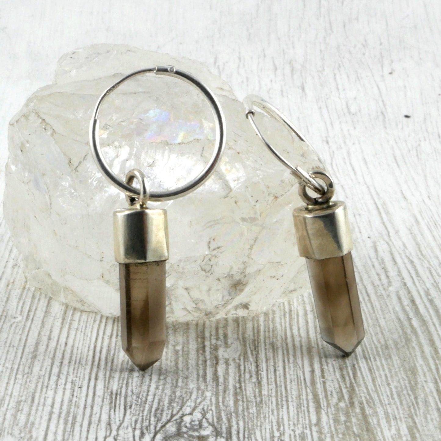 BOUCLES D'OREILLES ARAKAN - Argent 925 & Quartz fumé Thalisman 