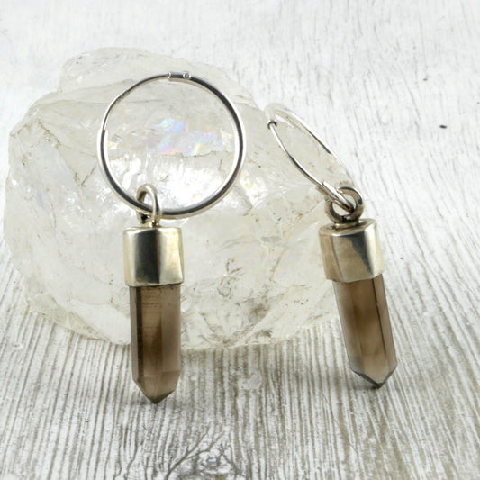 BOUCLES D'OREILLES ARAKAN - Argent 925 & Quartz fumé Thalisman 