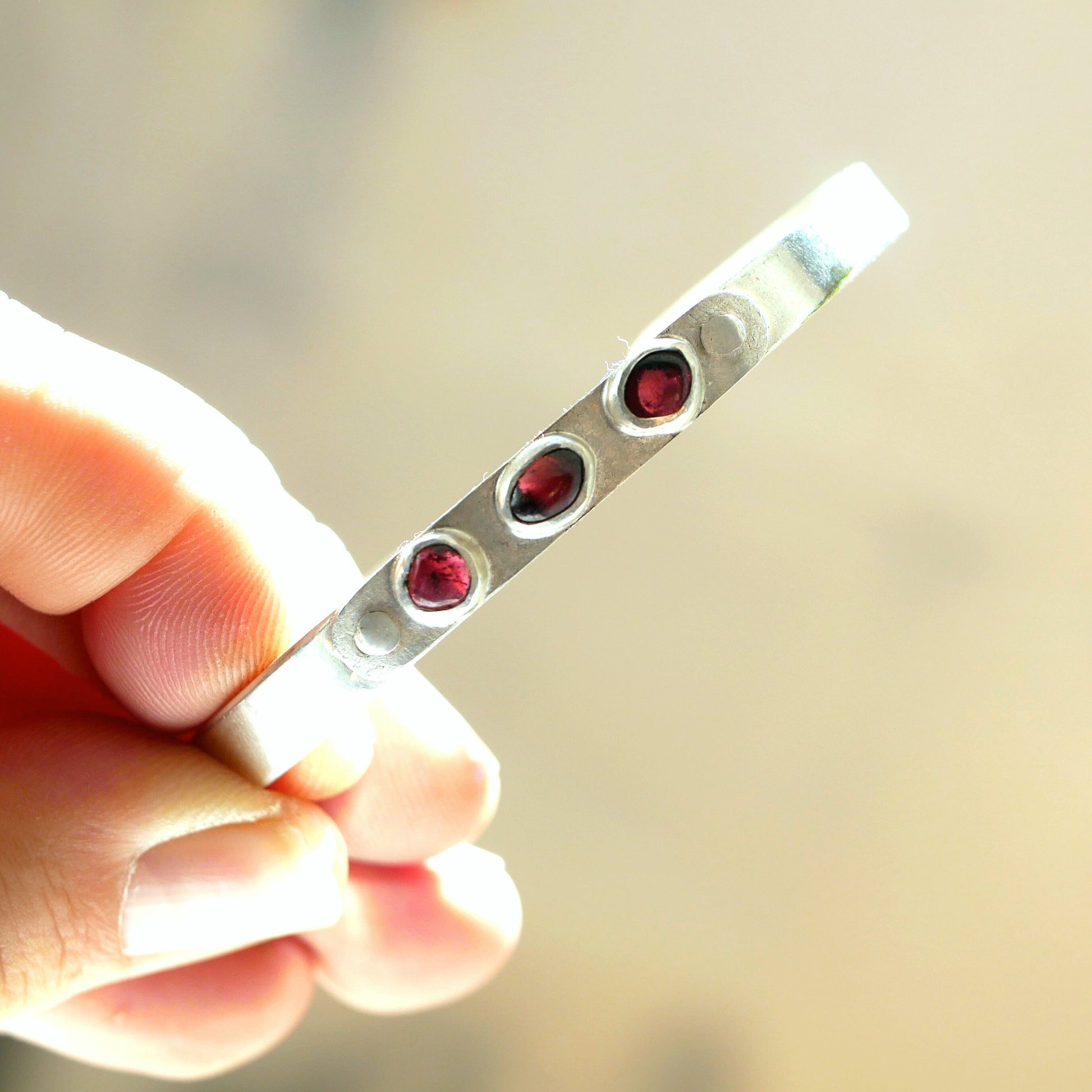 bracelet argent et grenat