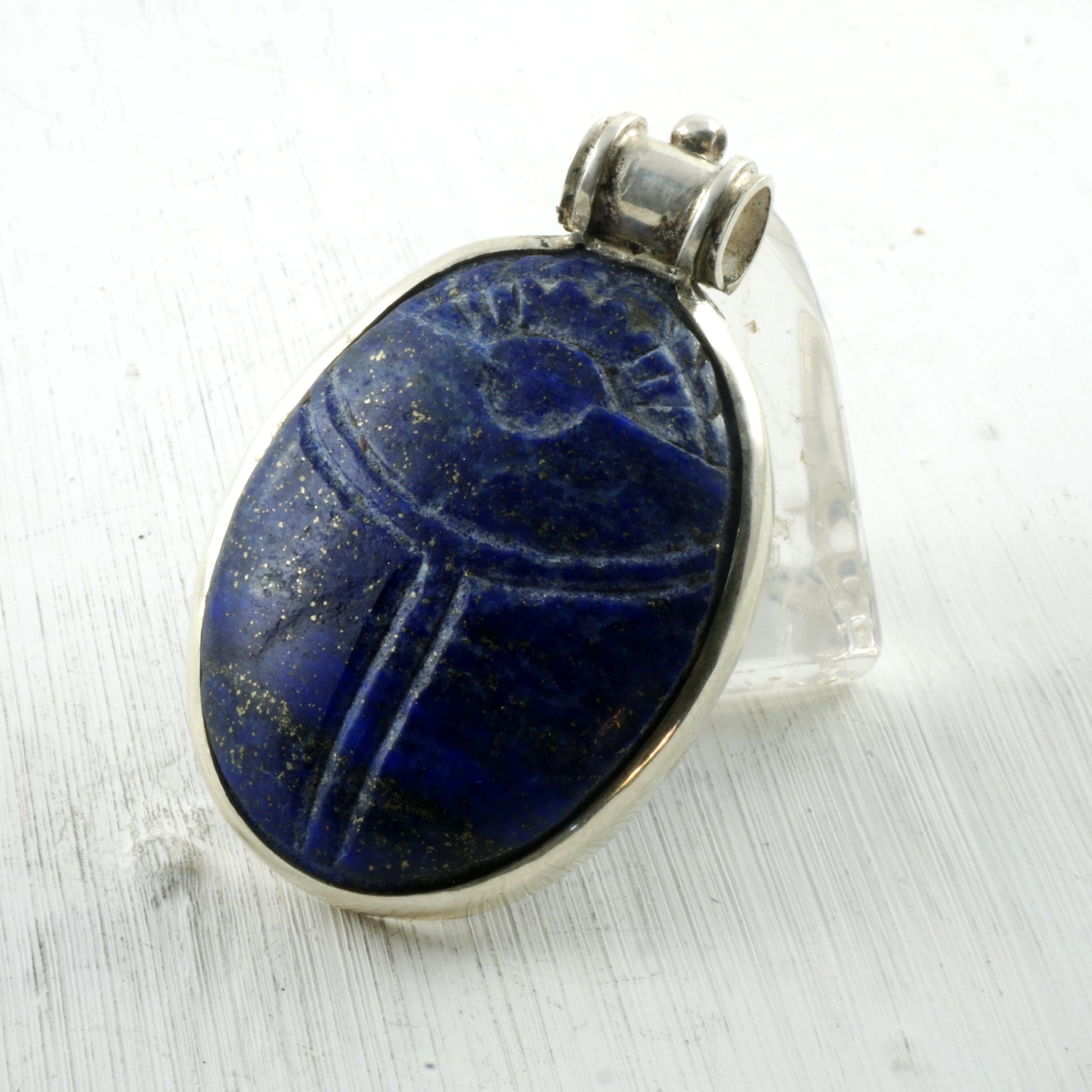 GRANDE AMULETTE KHEPRI - Pendentif Scarabée en Lapis Lazuli & Argent 925 Thalisman 