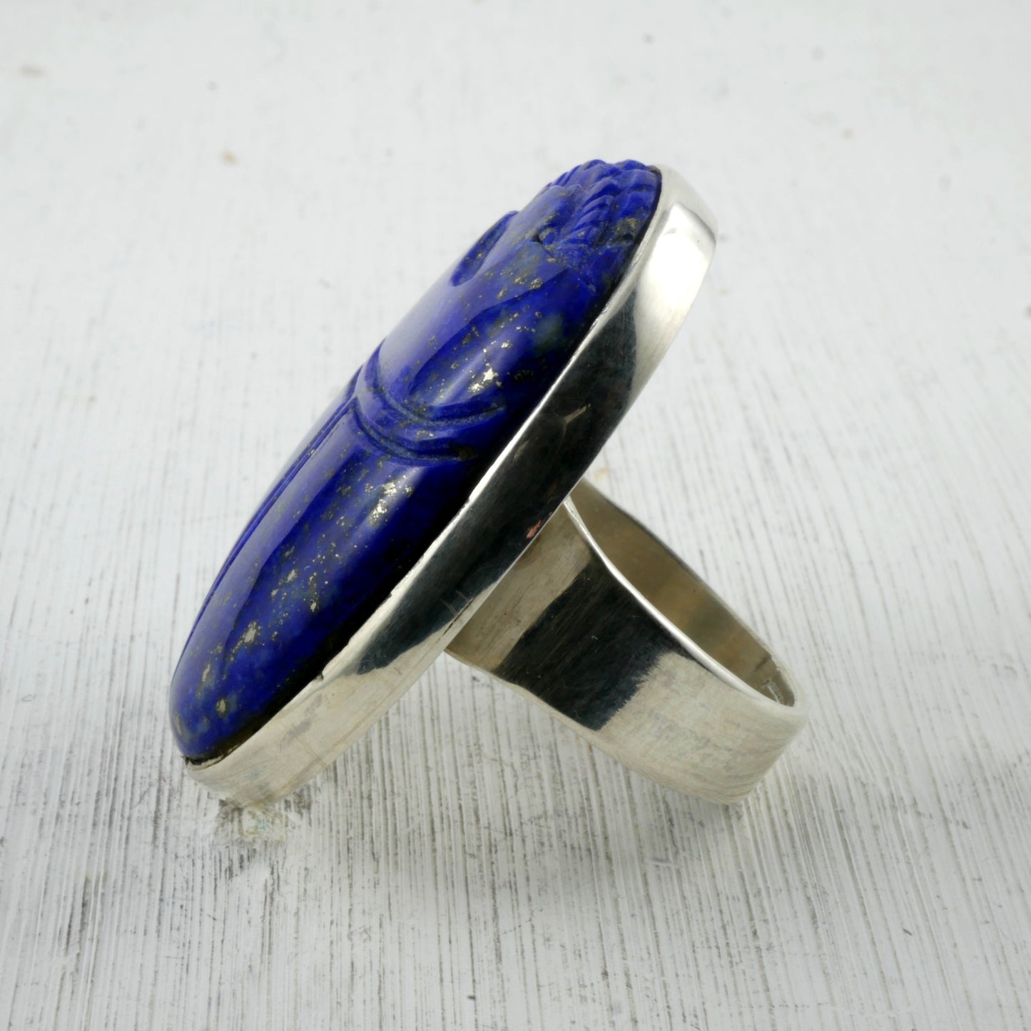 GRANDE BAGUE KHEPRI - Scarabée en Lapis Lazuli & Argent 925 Bagues Thalisman 