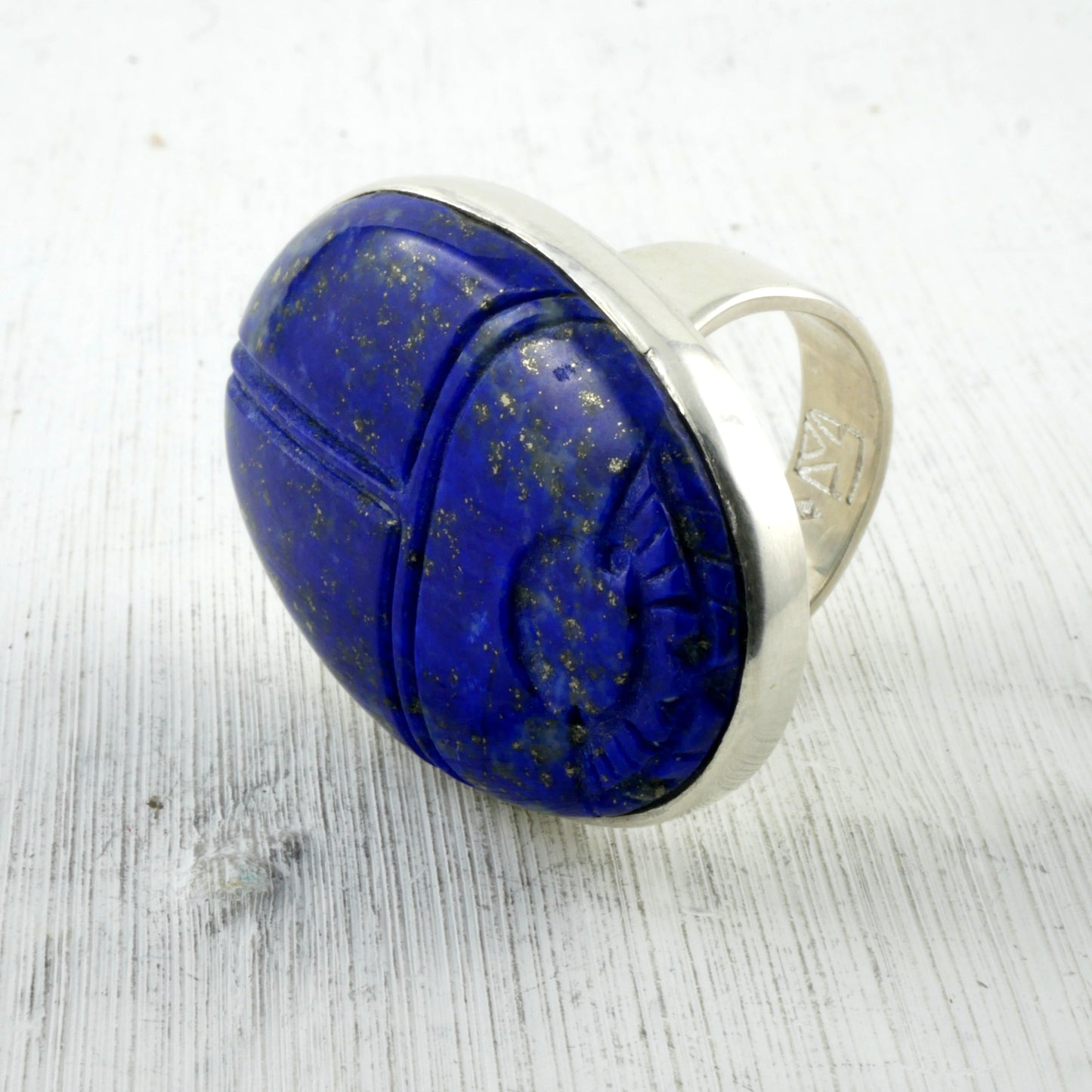 GRANDE BAGUE KHEPRI - Scarabée en Lapis Lazuli & Argent 925 Bagues Thalisman 