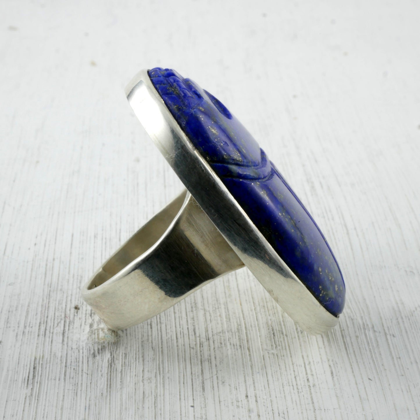 GRANDE BAGUE KHEPRI - Scarabée en Lapis Lazuli & Argent 925 Bagues Thalisman 