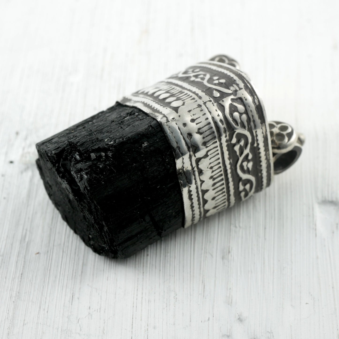 PENDENTIF NANGA - Argent & Tourmaline noire Thalisman 